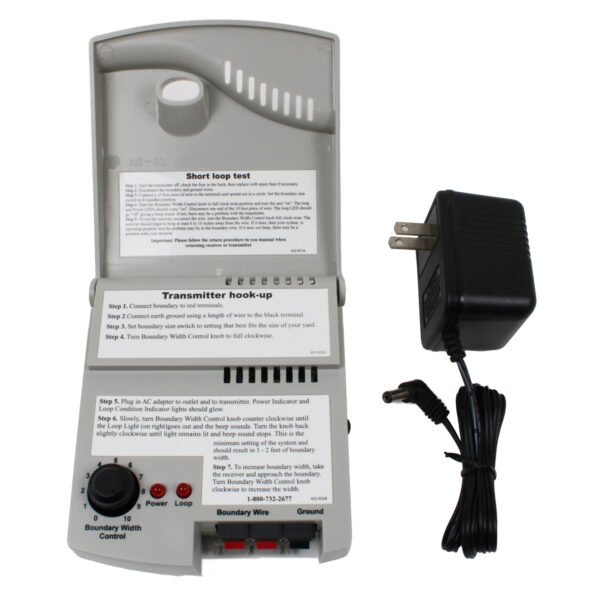 PetSafe-RF-1002-in-ground-dog-fence-transmitter-cover-open PetSafe RF-1002 in-ground dog fence transmitter.